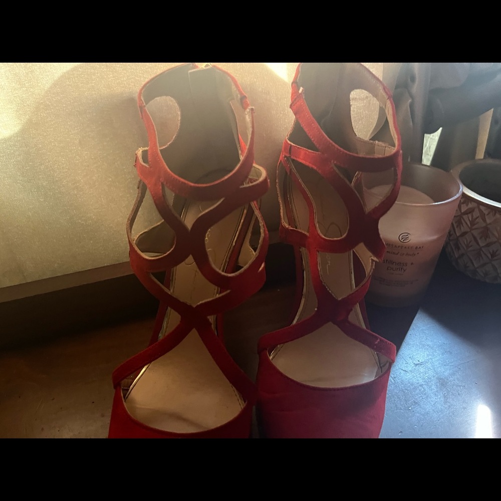 Red Jessica Simpson high heels
